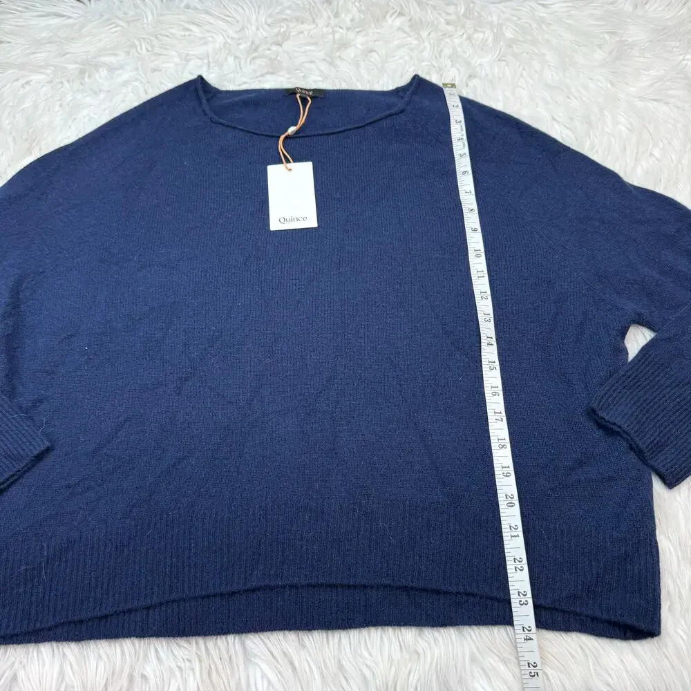 Quince Mongolian Cashmere Boatneck Sweater Navy Size L NWT Quiet Luxury - Picture 6 of 12